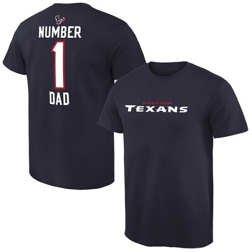 NFL Men's Houston Texans Pro Line Navy Number 1 Dad T-Shirt